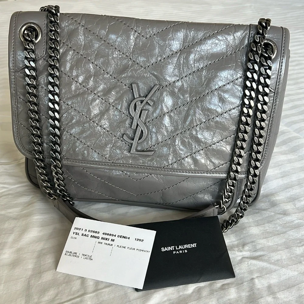 Like New YSL Niki Medium Bag Color Fog - Picture 4 of 17